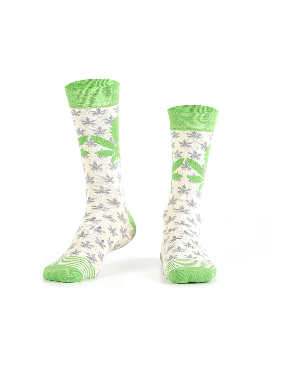 Cream men\'s socks with a leaf SM20 - Online store - Boutique